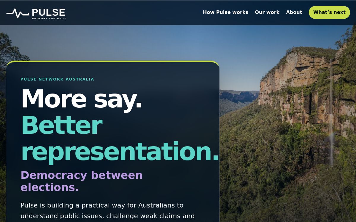 Pulse Network Australia public website home page